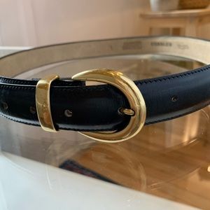 Jacob - Gold buckle Black leather belt